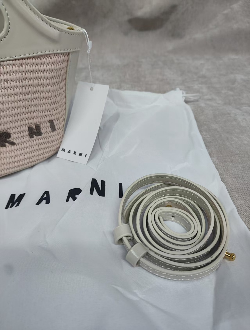 🍦Marni Cream Mini Woven Tote Bag Summer Essential - Picture 6 of 7